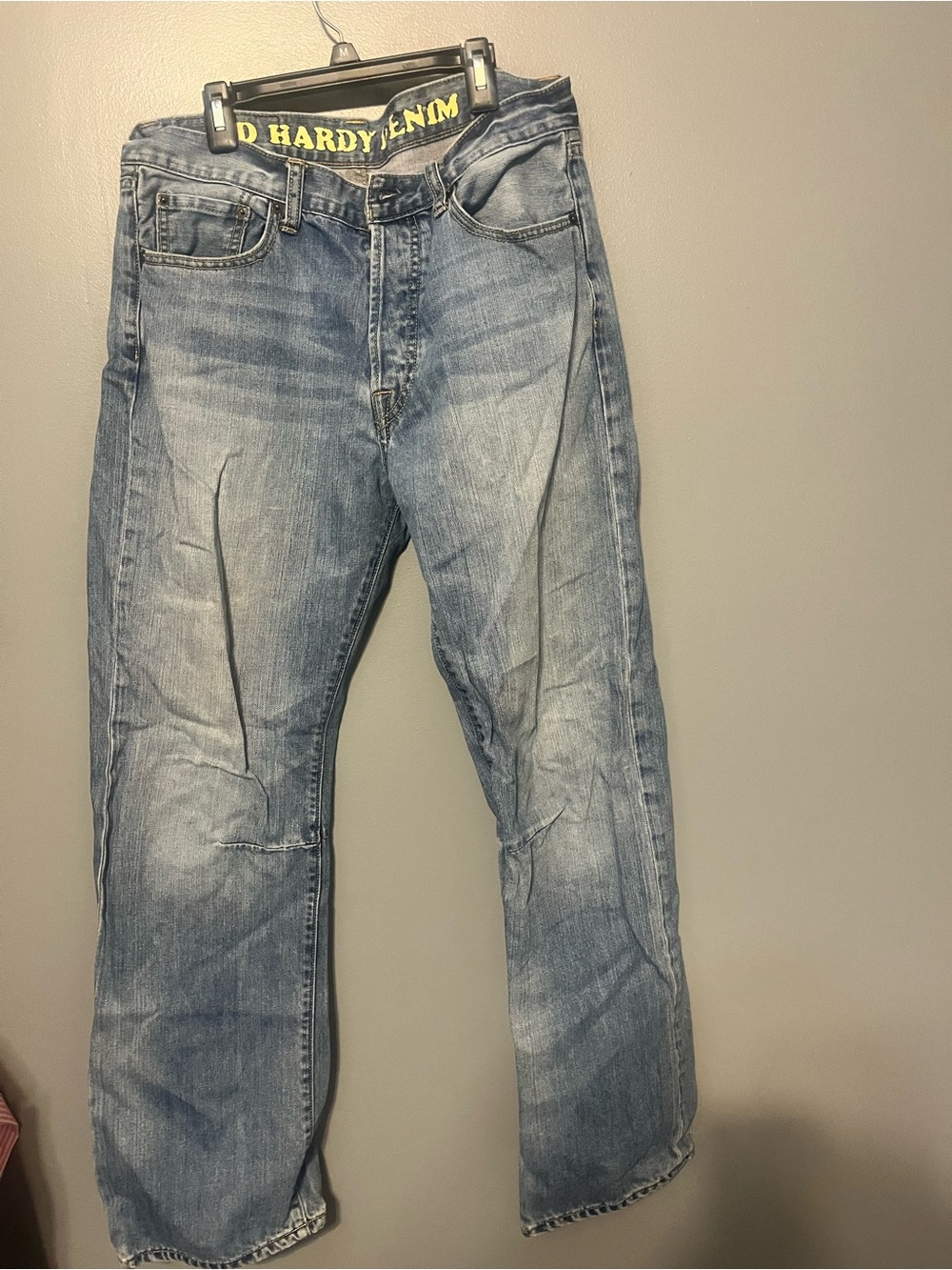 Ed Hardy Men's Light Blue Relaxed Denim Jeans